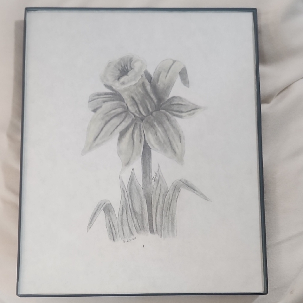 Elegant Gray Floral Sketch Art Hand Drawn